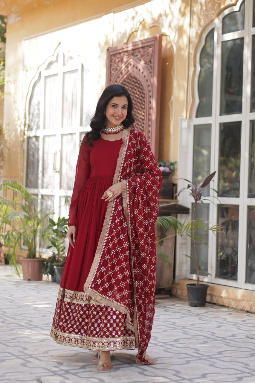 Premium Designer Readymade Gown with Dupatta Set