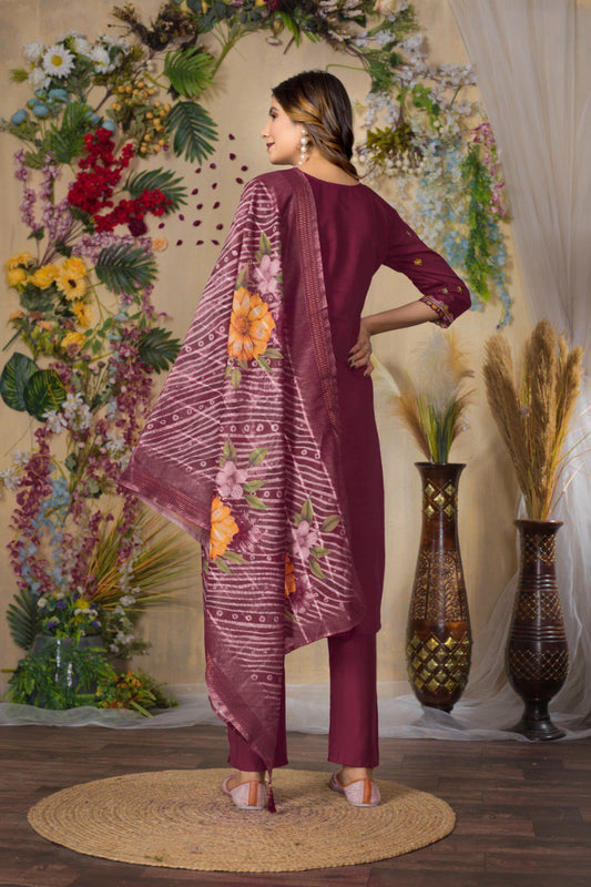 Elegant Embroidered Straight Kurti Pant Dupatta Set –GE04-01 | 4 Stunning Colors