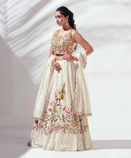 Bridal Wear Heavy Faux Georgette Chine Sequence Lehenga Choli Set