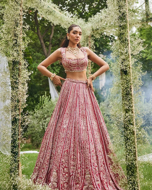 Bridal Wear Heavy Faux Georgette Chine Sequence Work Lehenga Choli with Dupatta | Garmex Export