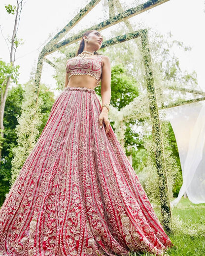 Bridal Wear Heavy Faux Georgette Chine Sequence Work Lehenga Choli with Dupatta | Garmex Export