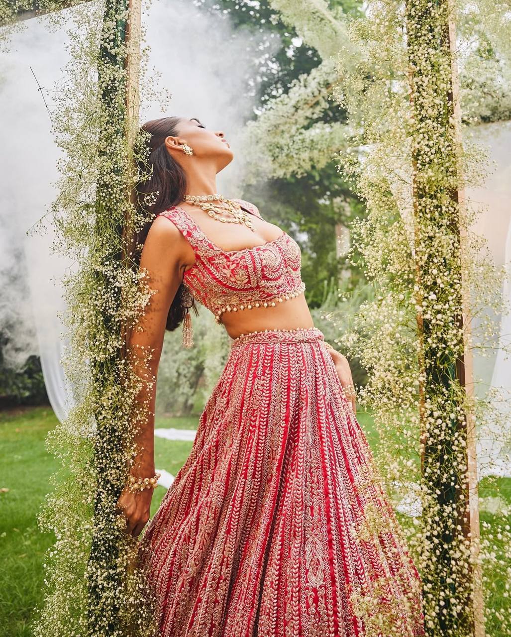 Bridal Wear Heavy Faux Georgette Chine Sequence Work Lehenga Choli with Dupatta | Garmex Export