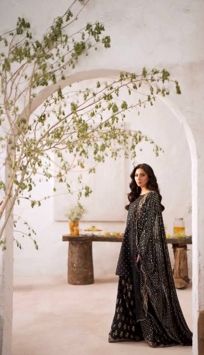 Designer Faux Georgette Party Wear Set (Top, Sharara Palazzo & Dupatta)