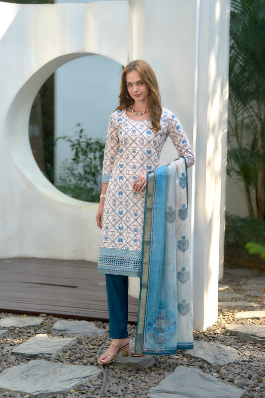 Elegant Straight Kurti Pant Dupatta Set | Garmex Export