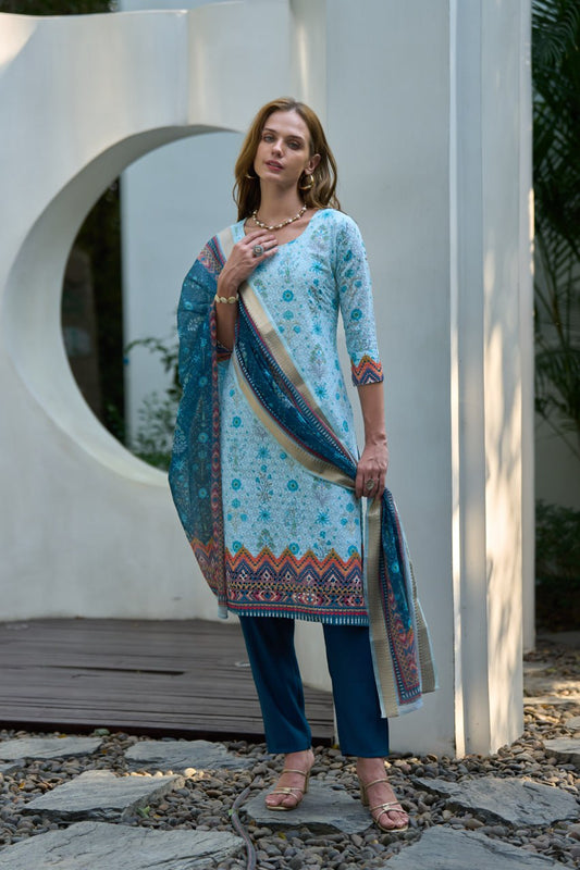 Elegant Straight Kurti Pant Dupatta Set | Garmex Export