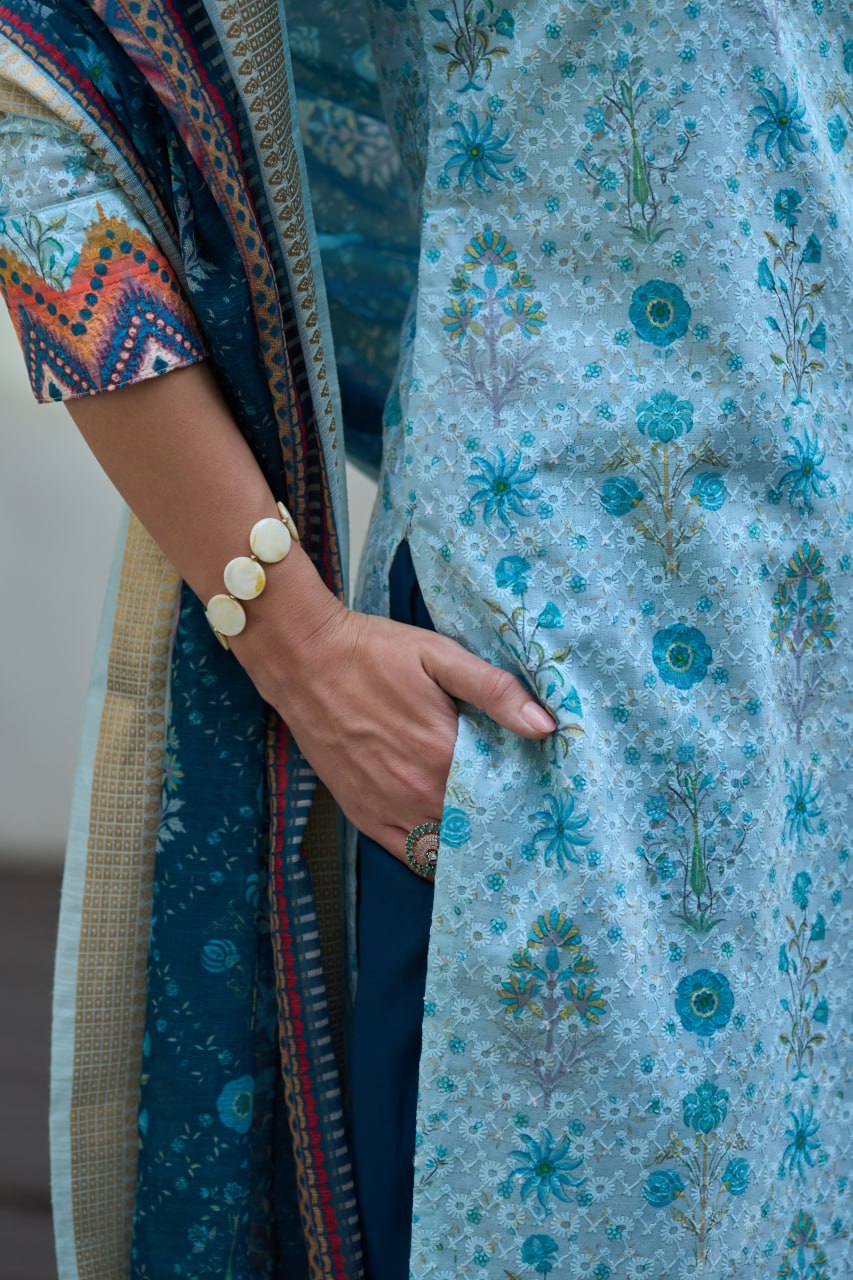 Elegant Straight Kurti Pant Dupatta Set | Garmex Export