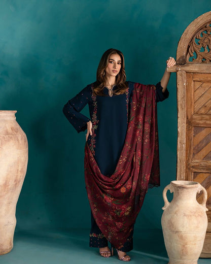 Garmex Export – Designer Natural Crepe Silk Set (Top, Farshi Pant & Dupatta)