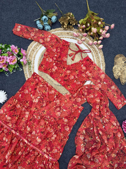 Georgette Ruffle Ready-to-Wear Lehenga Saree with Stitched Blouse
