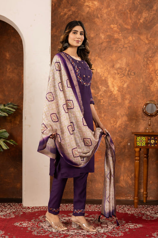 Elegant Embroidered Straight Kurti Pant Dupatta Set – GE04-07 | 6 Stunning Colors