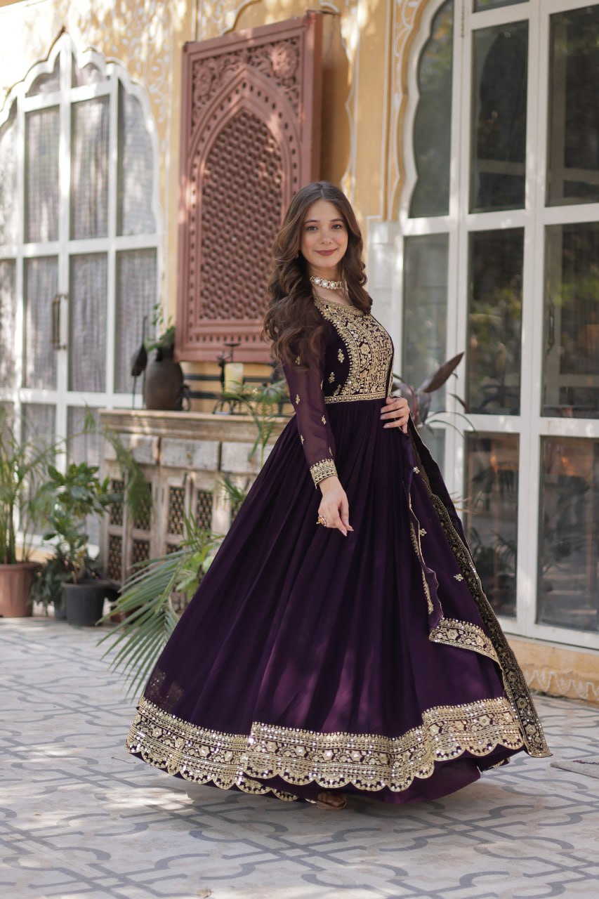 Premium Designer Readymade Gown with Dupatta Set