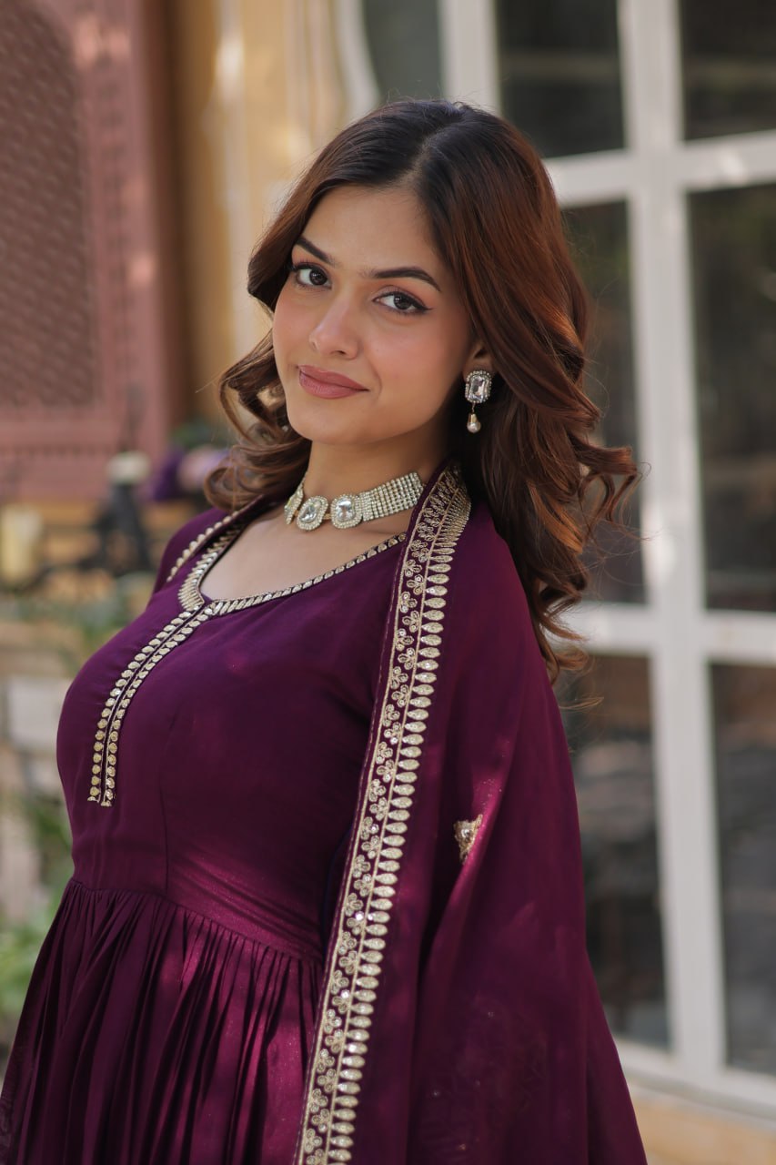 Premium Designer Readymade Gown with Dupatta Set