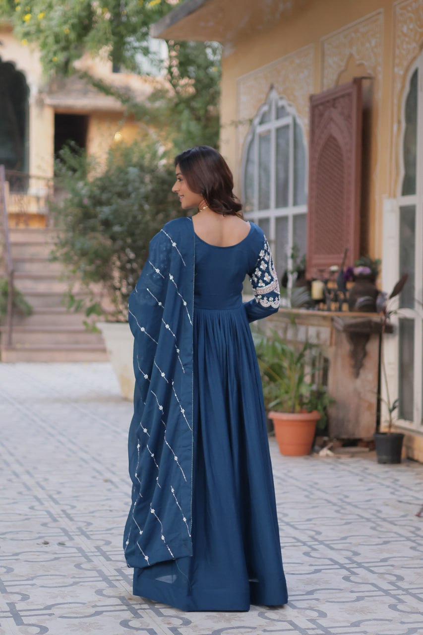 Premium Designer Readymade Gown with Dupatta Set