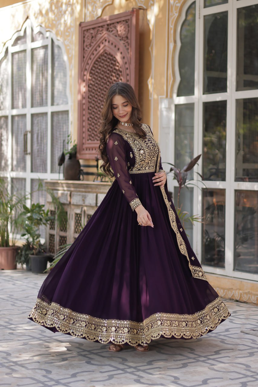 Premium Designer Readymade Gown with Dupatta Set