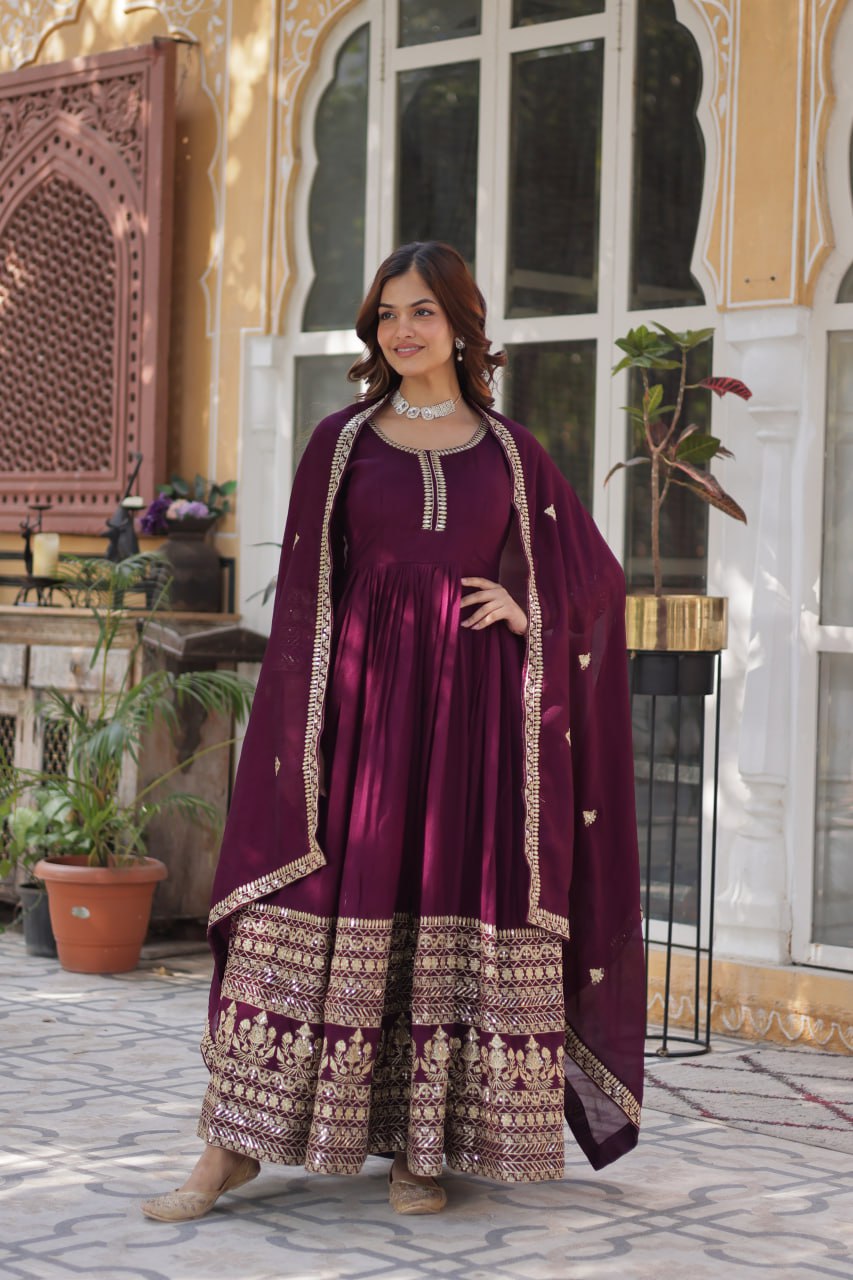 Premium Designer Readymade Gown with Dupatta Set