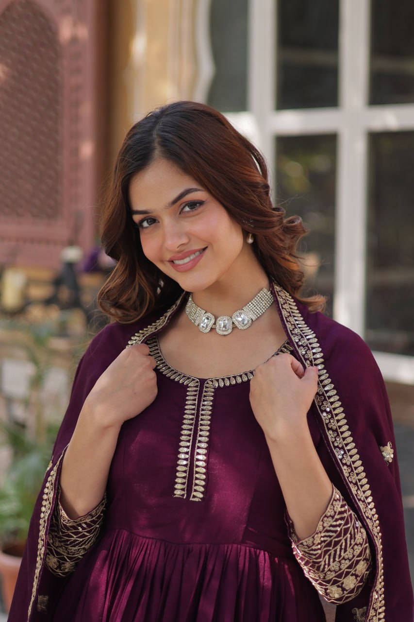 Premium Designer Readymade Gown with Dupatta Set