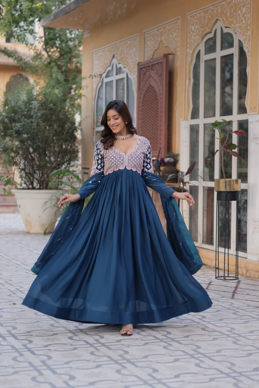 Premium Designer Readymade Gown with Dupatta Set