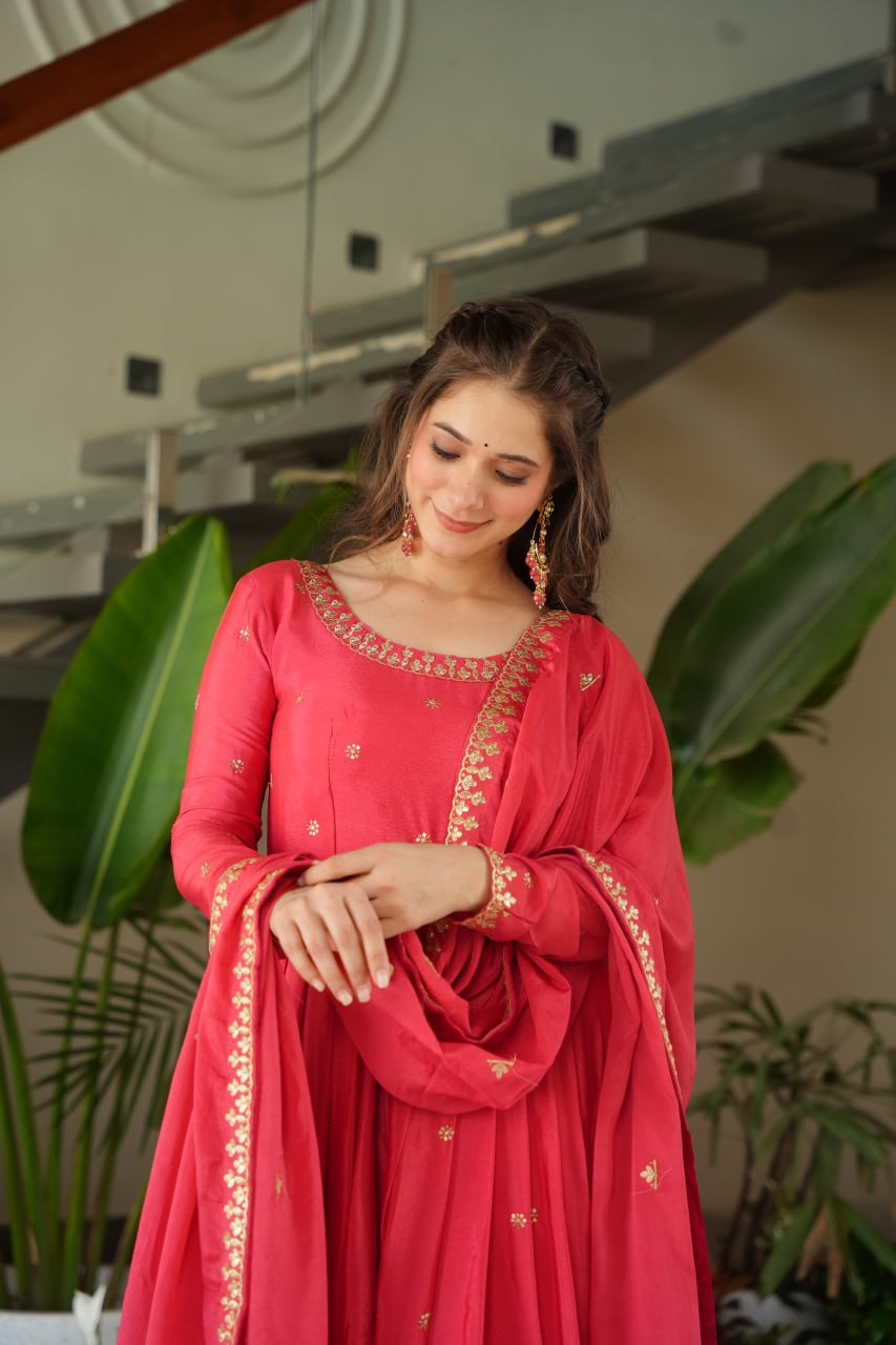 Premium Designer Readymade Gown with Dupatta Set