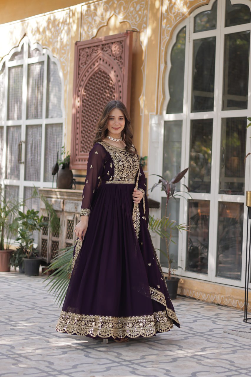 Premium Designer Readymade Gown with Dupatta Set