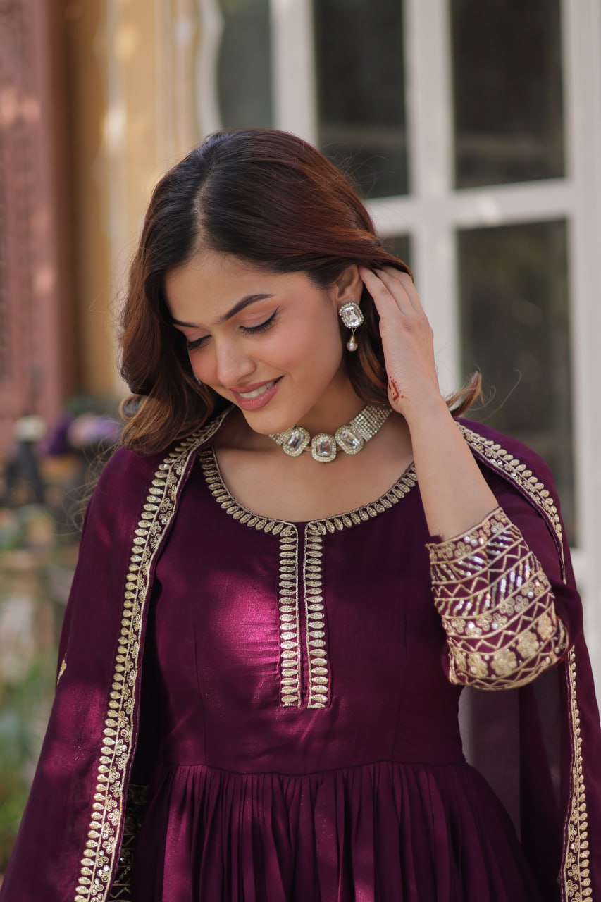 Premium Designer Readymade Gown with Dupatta Set
