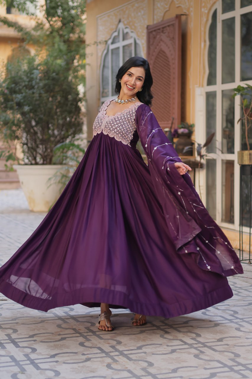 Premium Designer Readymade Gown with Dupatta Set