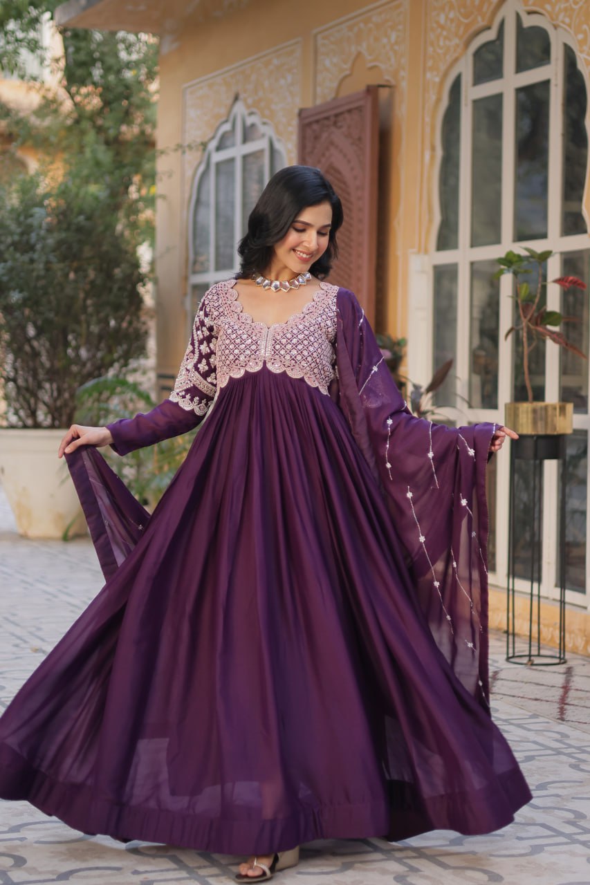 Premium Designer Readymade Gown with Dupatta Set