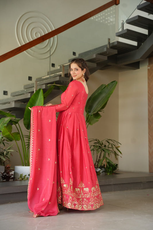 Premium Designer Readymade Gown with Dupatta Set