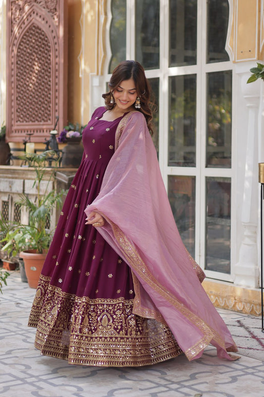 Premium Designer Readymade Gown with Dupatta Set
