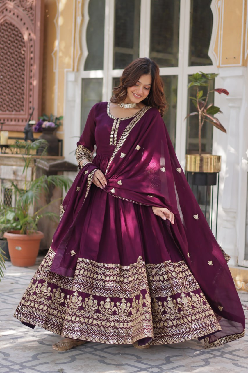 Premium Designer Readymade Gown with Dupatta Set