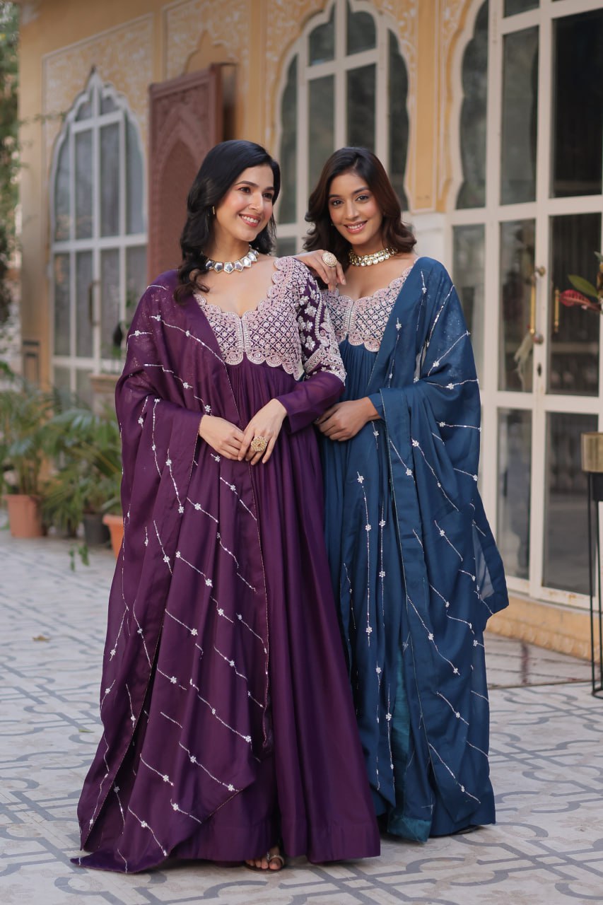 Premium Designer Readymade Gown with Dupatta Set
