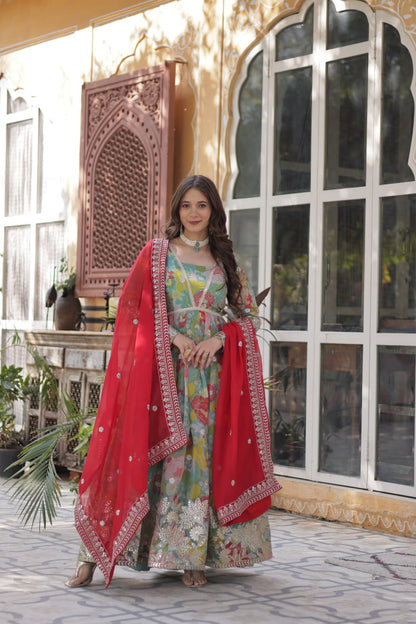 Premium Alia Cut Readymade Gown with Dupatta Set