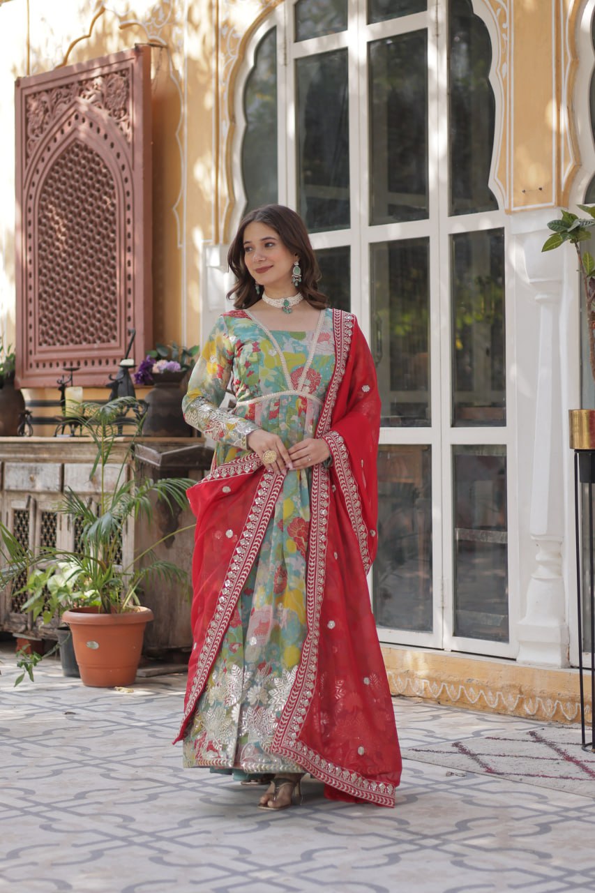 Premium Alia Cut Readymade Gown with Dupatta Set