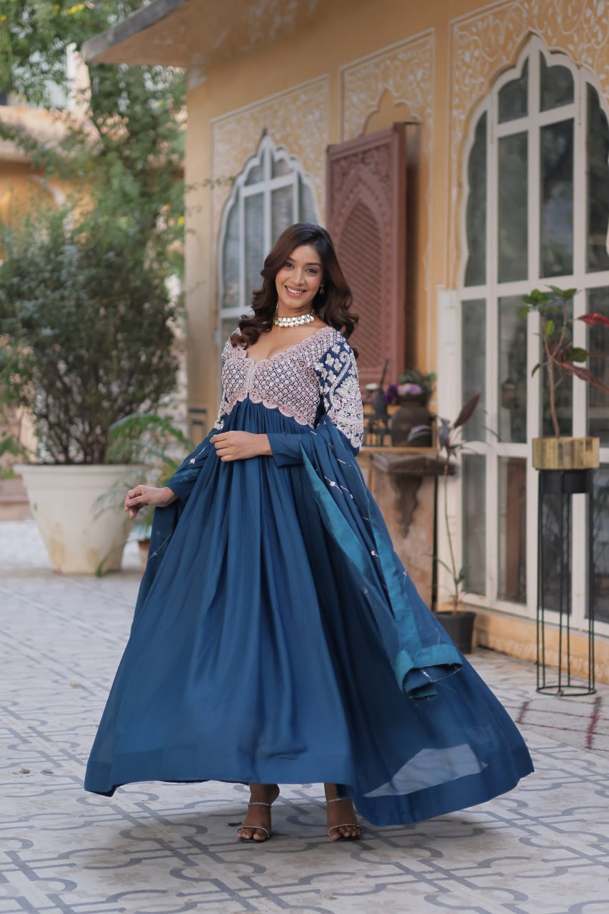 Premium Designer Readymade Gown with Dupatta Set