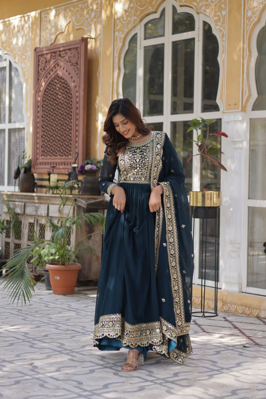 Premium Designer Readymade Gown with Dupatta Set