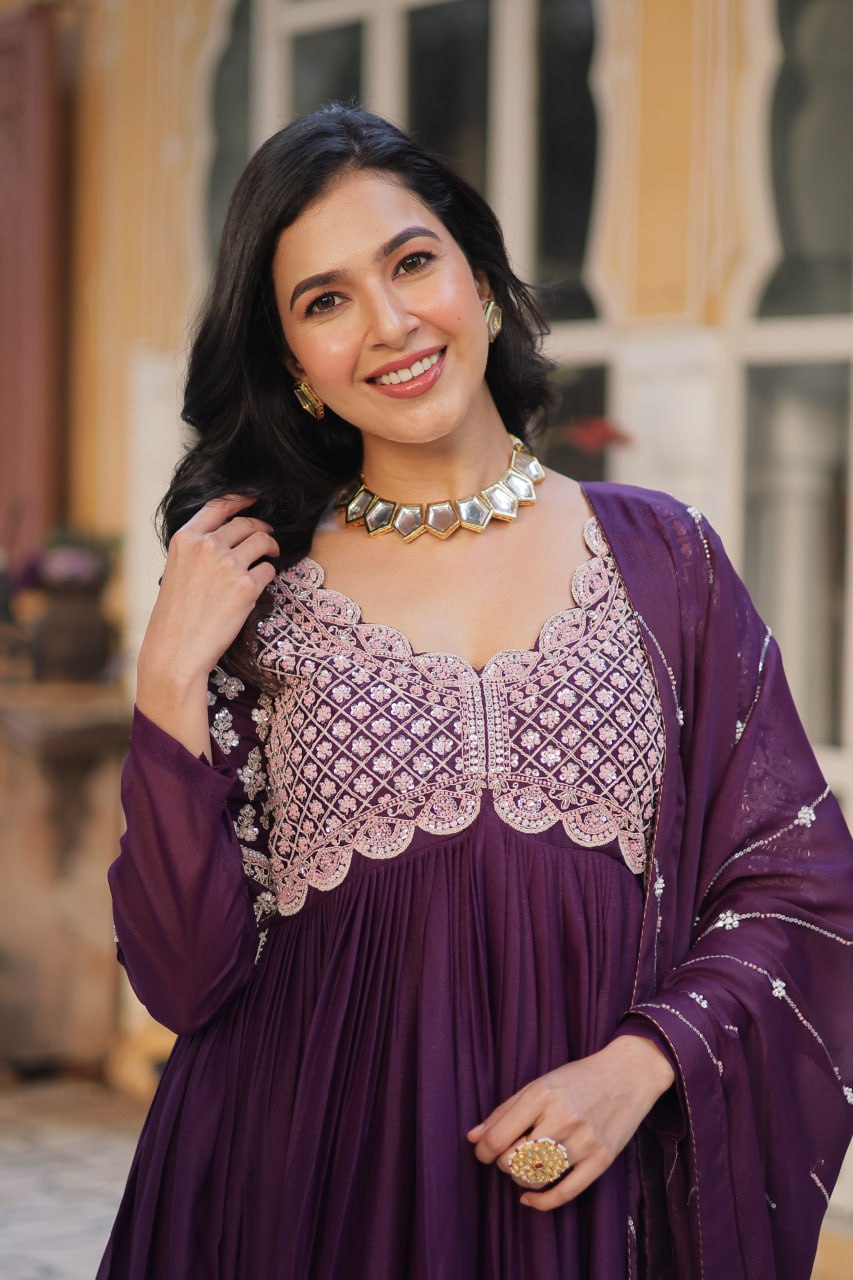 Premium Designer Readymade Gown with Dupatta Set