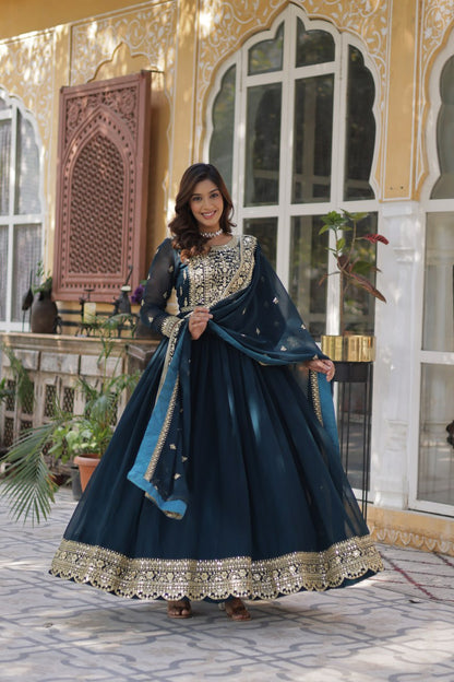 Premium Designer Readymade Gown with Dupatta Set