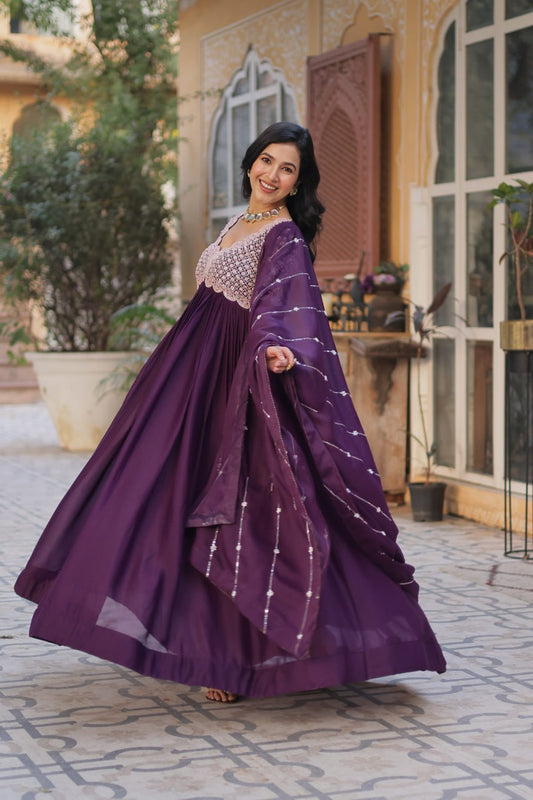 Premium Designer Readymade Gown with Dupatta Set