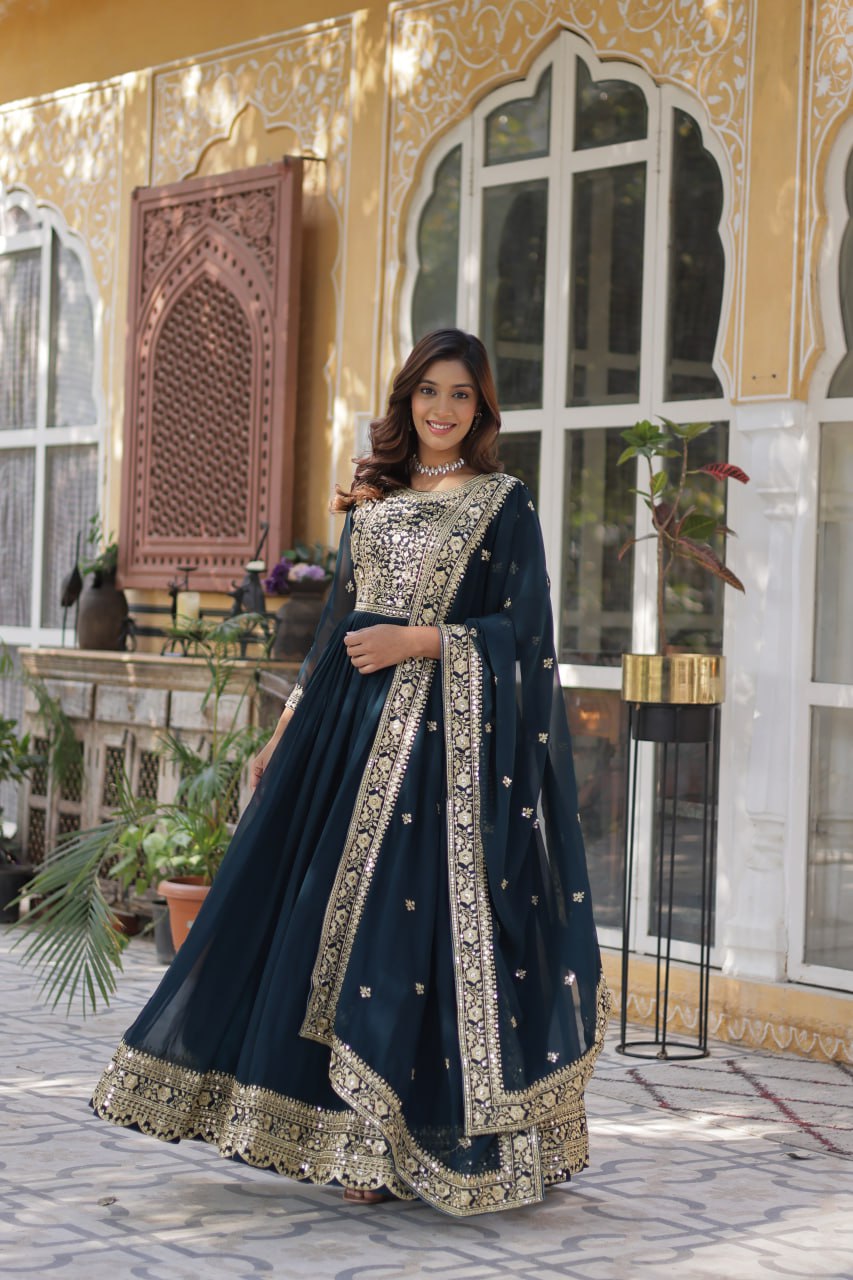 Premium Designer Readymade Gown with Dupatta Set