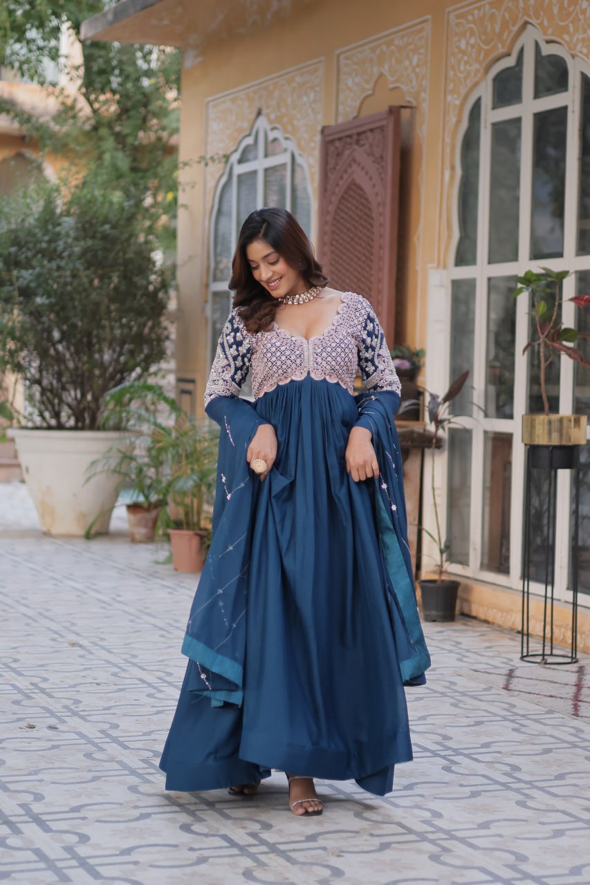 Premium Designer Readymade Gown with Dupatta Set