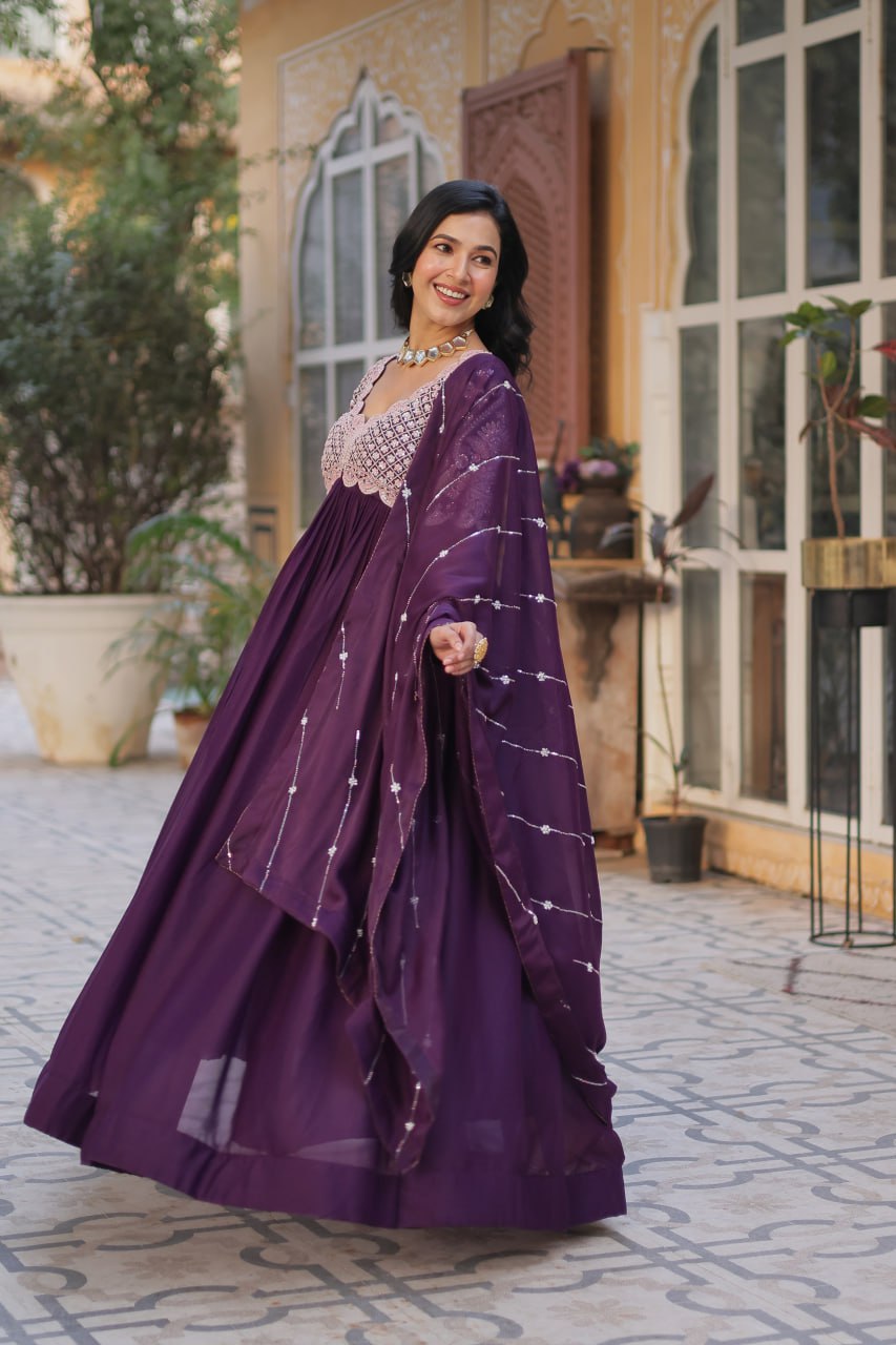 Premium Designer Readymade Gown with Dupatta Set