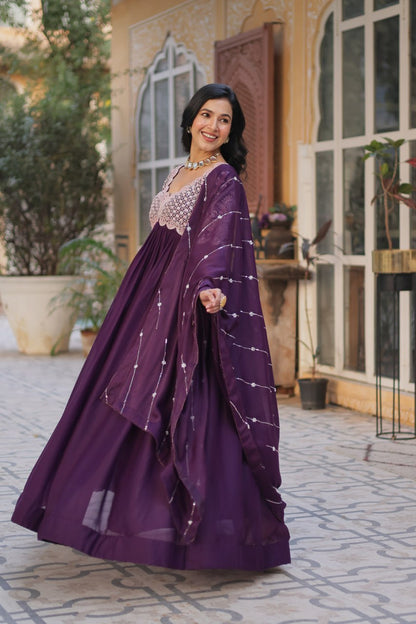 Premium Designer Readymade Gown with Dupatta Set