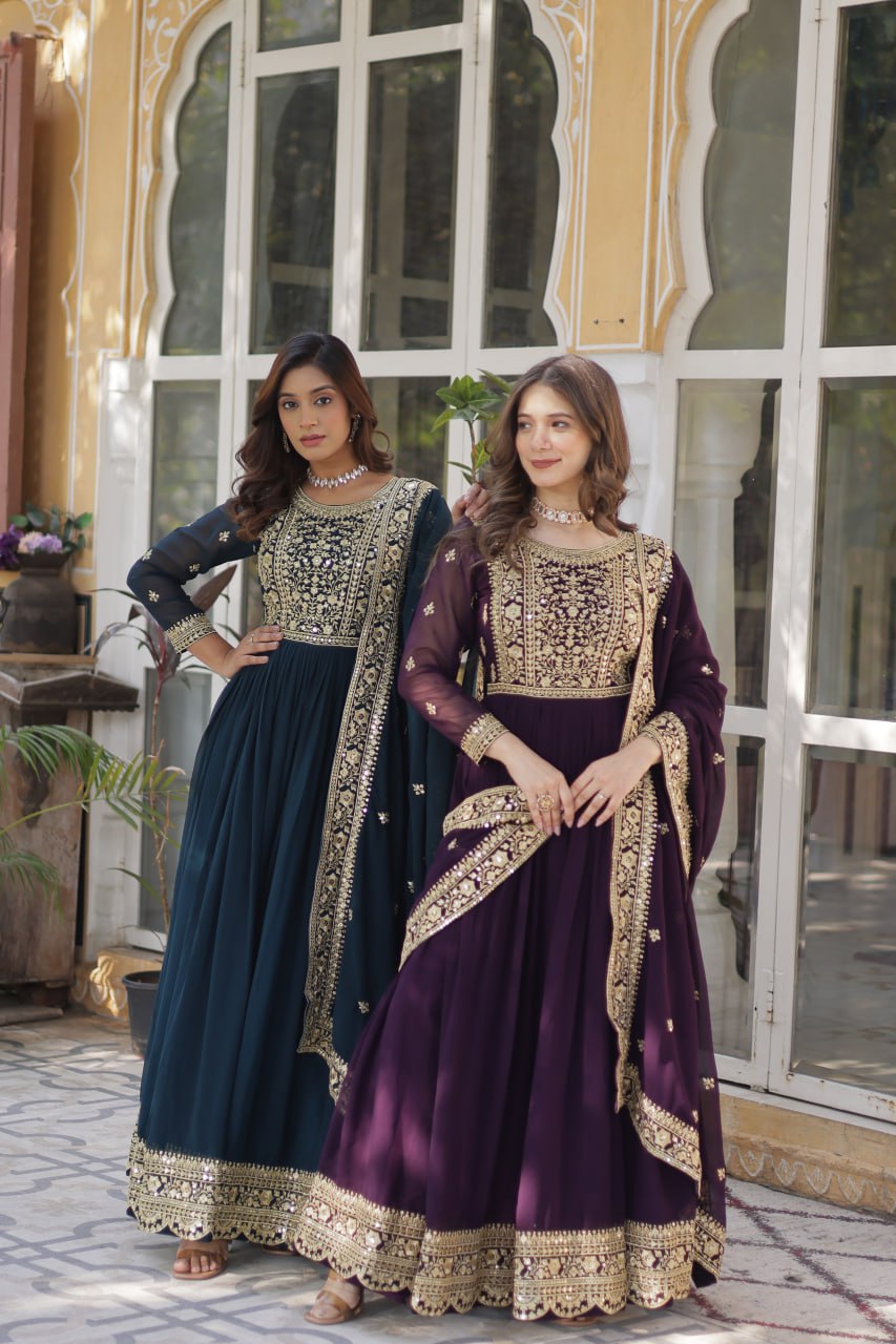 Premium Designer Readymade Gown with Dupatta Set