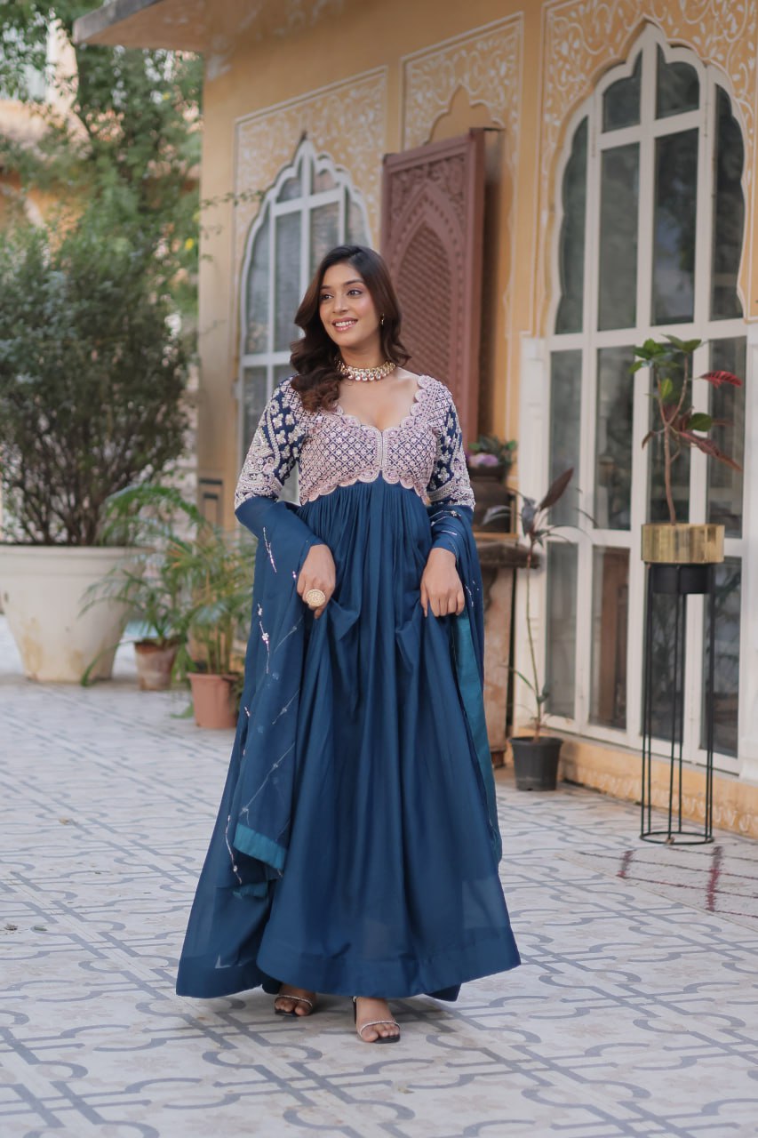 Premium Designer Readymade Gown with Dupatta Set