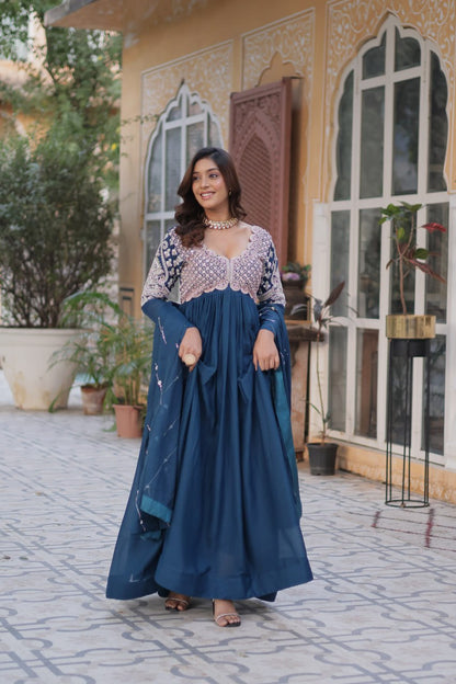 Premium Designer Readymade Gown with Dupatta Set