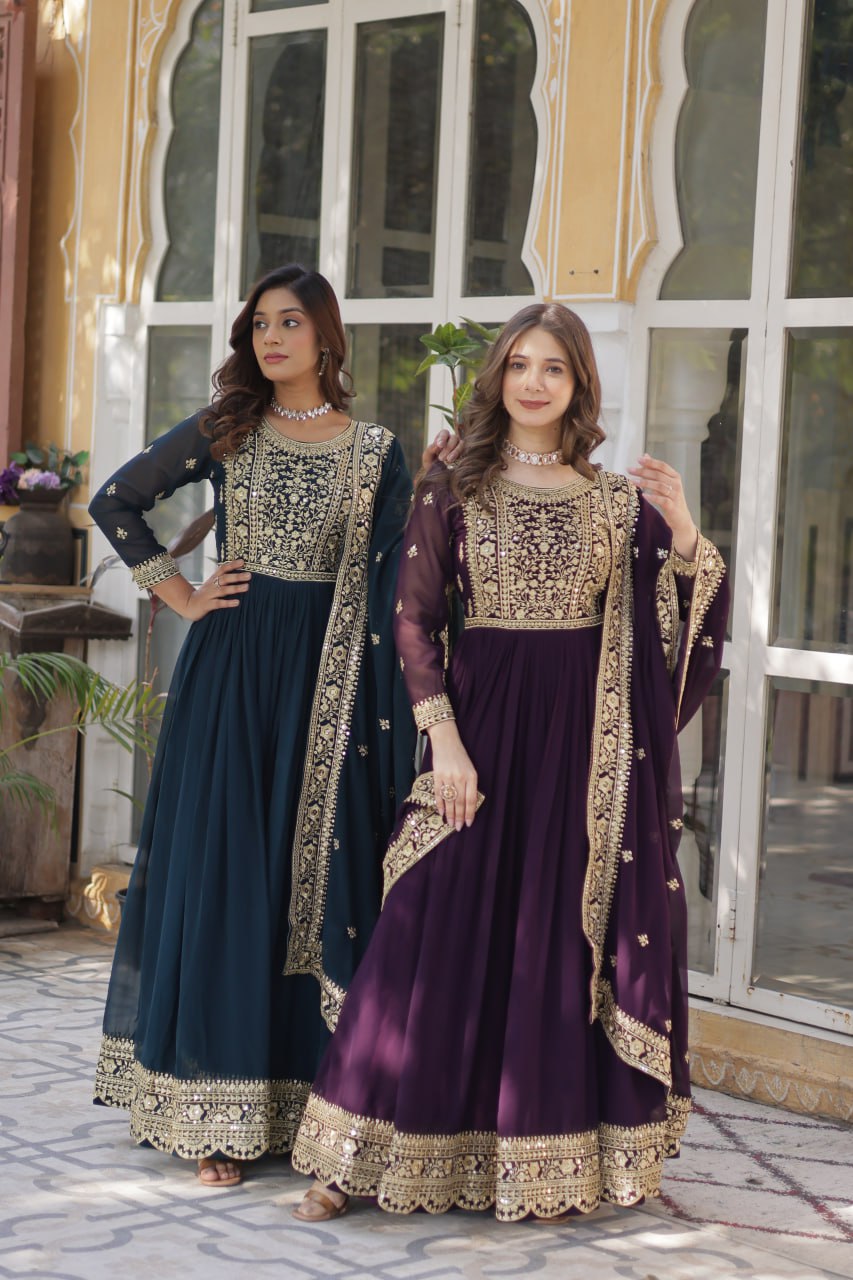 Premium Designer Readymade Gown with Dupatta Set