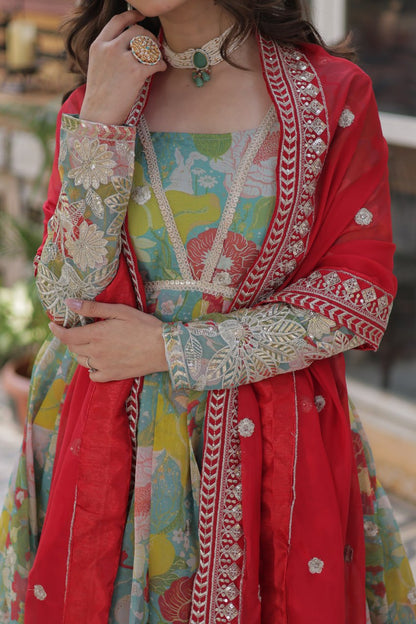 Premium Alia Cut Readymade Gown with Dupatta Set