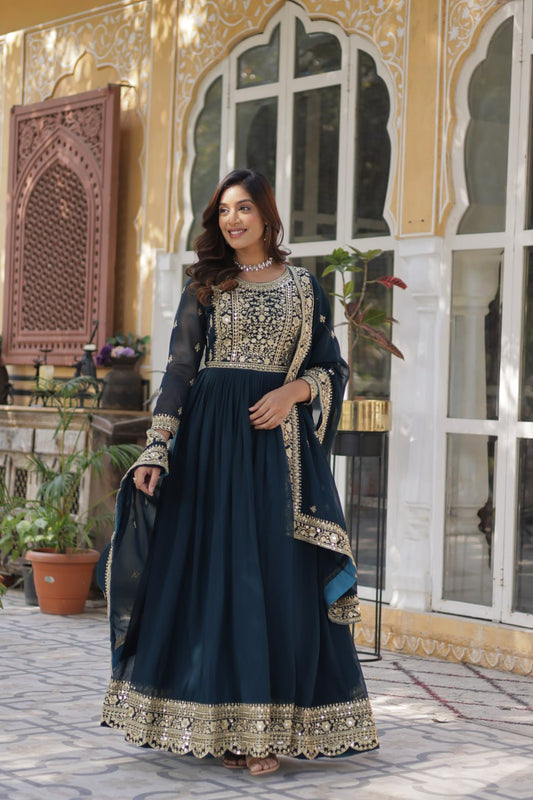 Premium Designer Readymade Gown with Dupatta Set