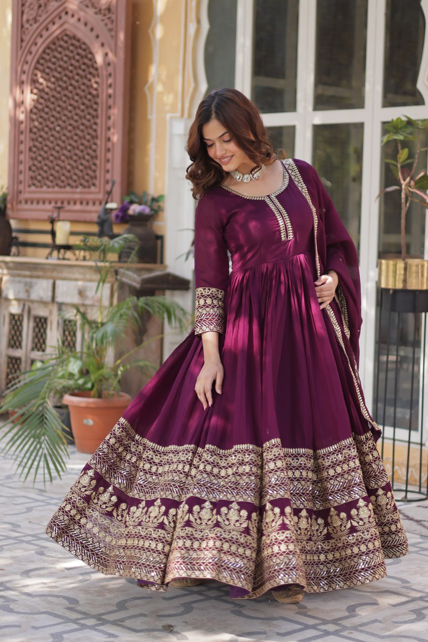 Premium Designer Readymade Gown with Dupatta Set