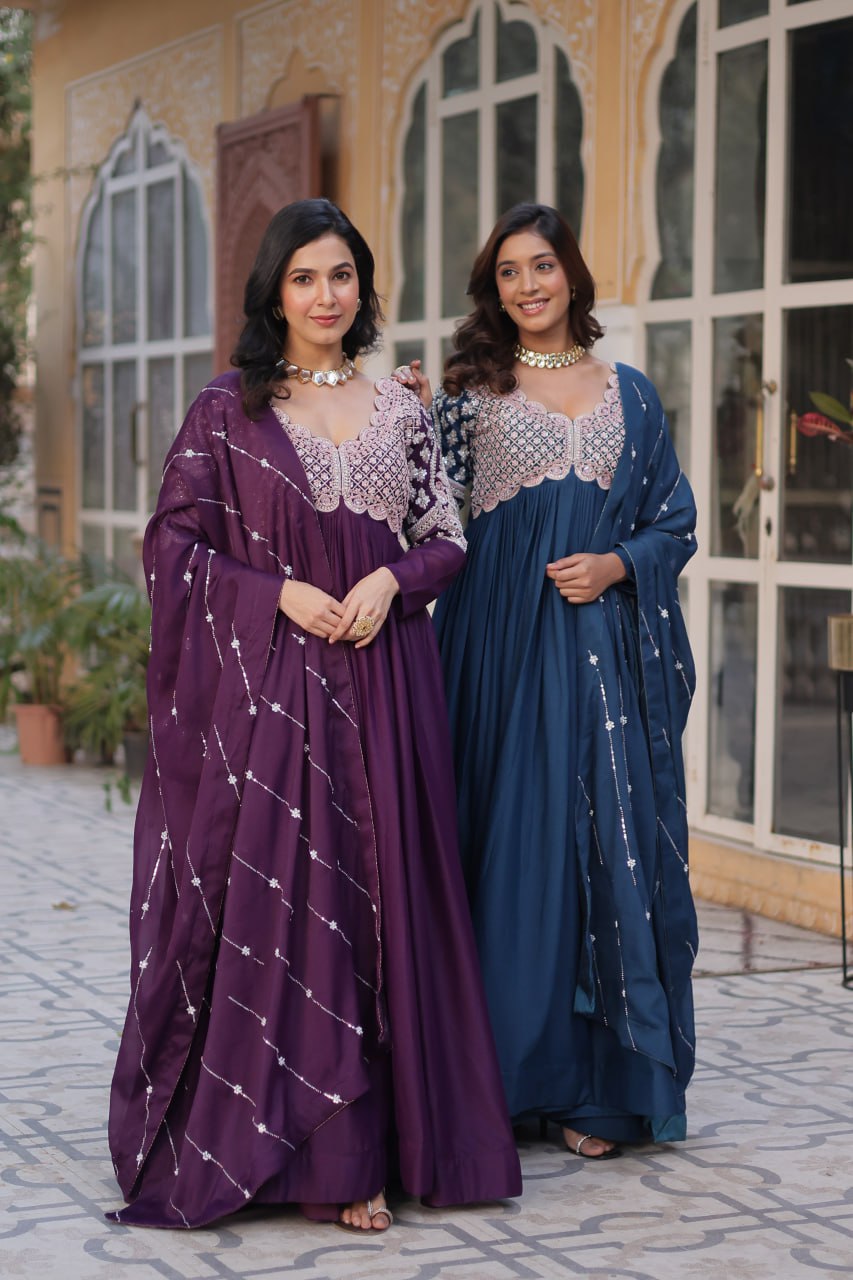 Premium Designer Readymade Gown with Dupatta Set