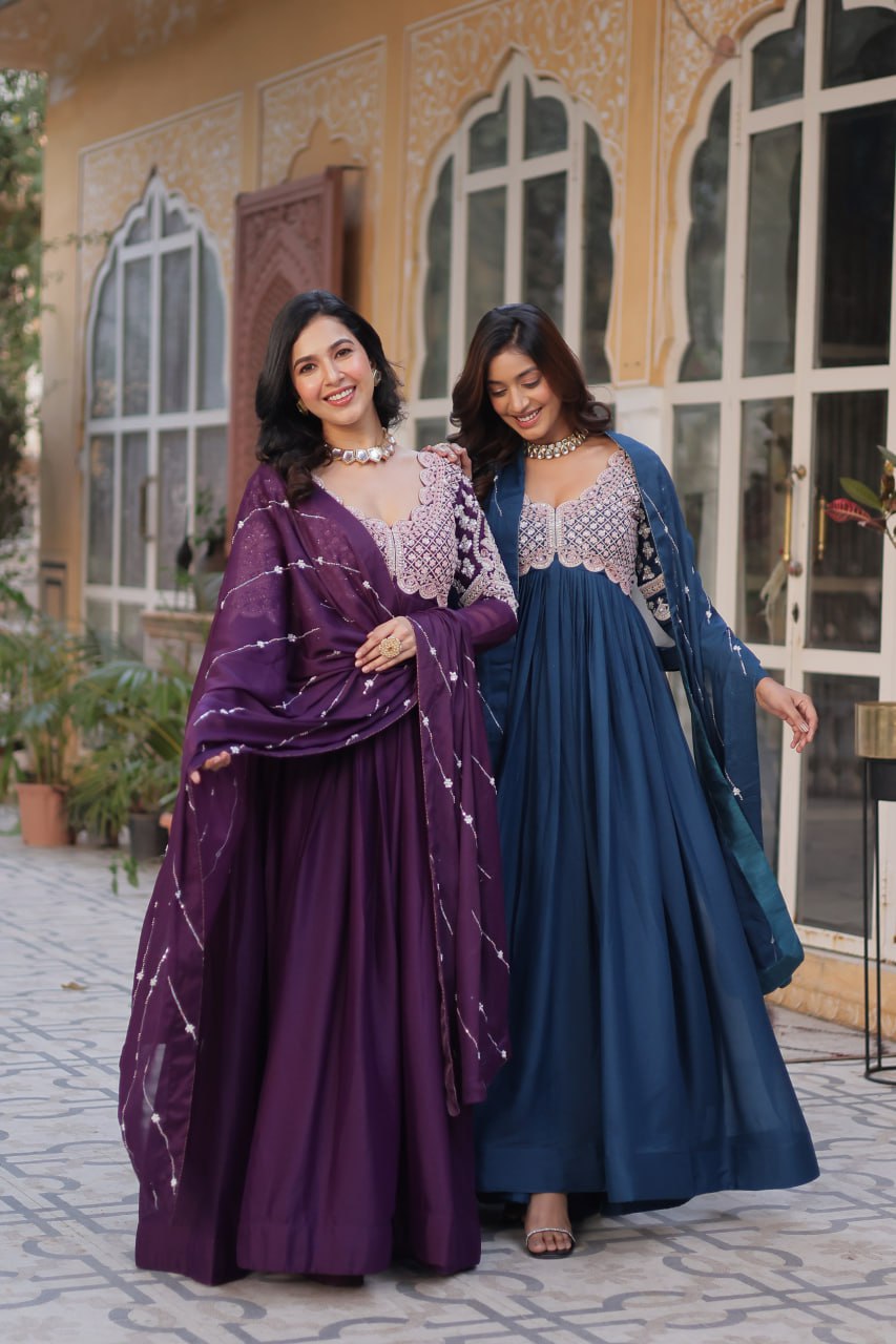Premium Designer Readymade Gown with Dupatta Set