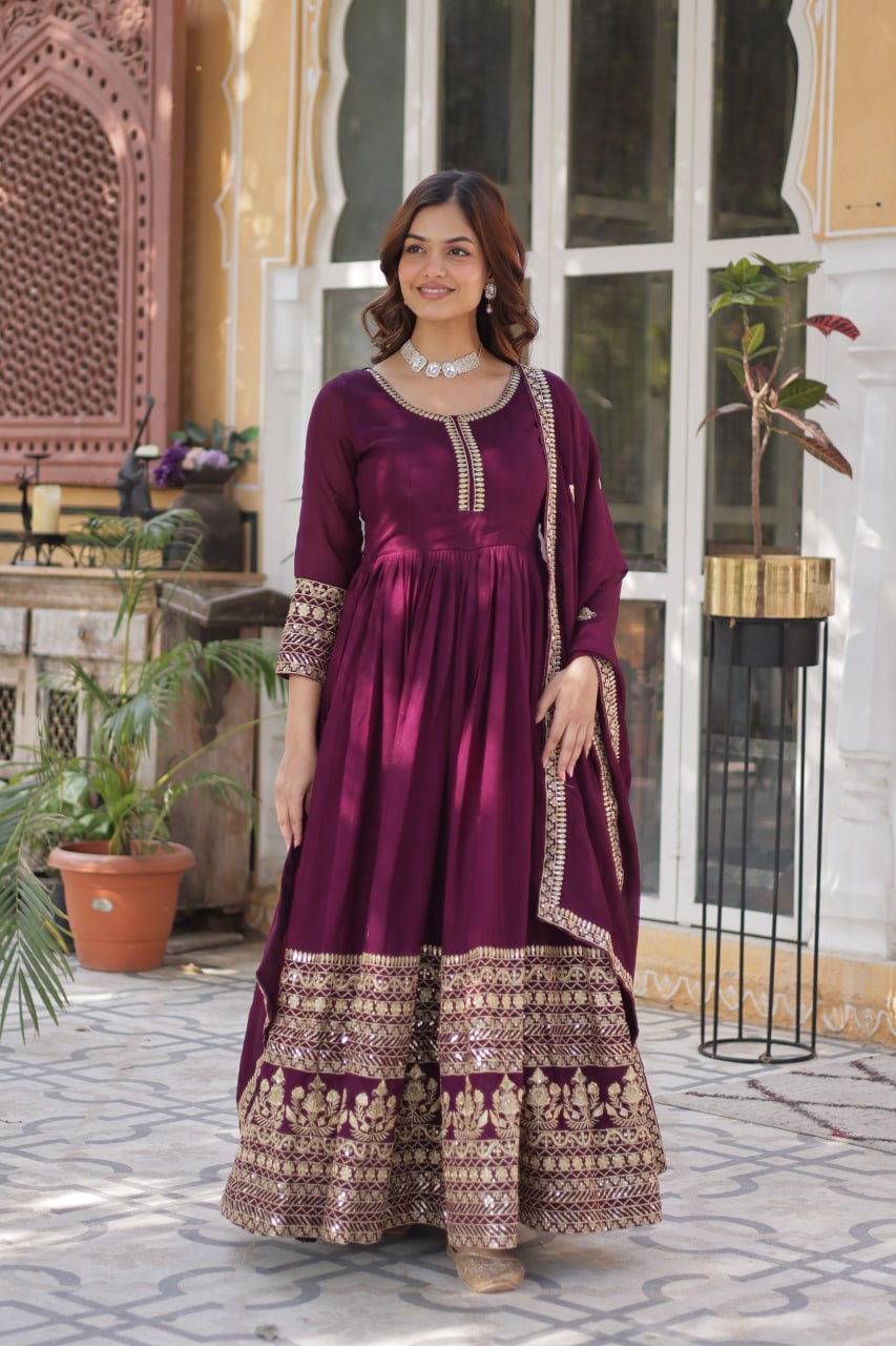 Premium Designer Readymade Gown with Dupatta Set